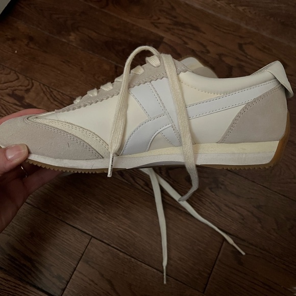 Tory Burch Cream and Beige Suede & Leather Sneakers - Picture 2 of 4